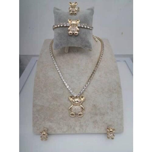 Little Bear Dubai Wedding Jewelry Female Golden Jewelry Set Romantic Color Design Jewelry Set Necklace