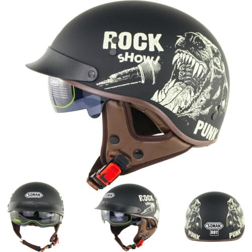 Motorcycle Retro Helmets Casco Moto Half Face Visor Helmets Motorbike for Men and Women ABS Removeable Scooter Street Bike Use