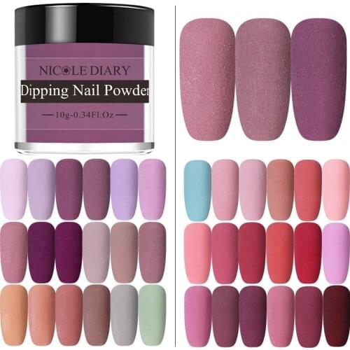 NICOLE DIARY Matte Series Dipping Nail Powder Colorful Dip Nail Glitter No Lamp Cure Gradient French Chrome Dust Pigment Decor