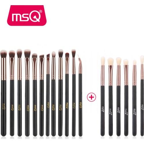MSQ 6+12 18pcs Eye Makeup Brushes Set Professional Eyeshadow Blending Make Up Brushes Soft Synthetic Hair With PU Leather Case