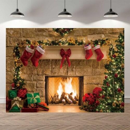 Nitree Christams Banner Decoration Photo Backgrounds Xmas Party Backdrops Photography Backdrops Child Christmas Fireplace Deco