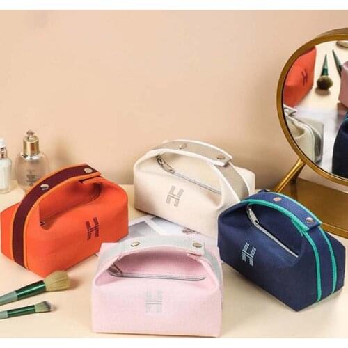 2021 New Womens Canvas Cosmetics Bag Waterproof Large Capacity Hand-held Travel Toiletry Bag Makeup Portable Organizer Pouch