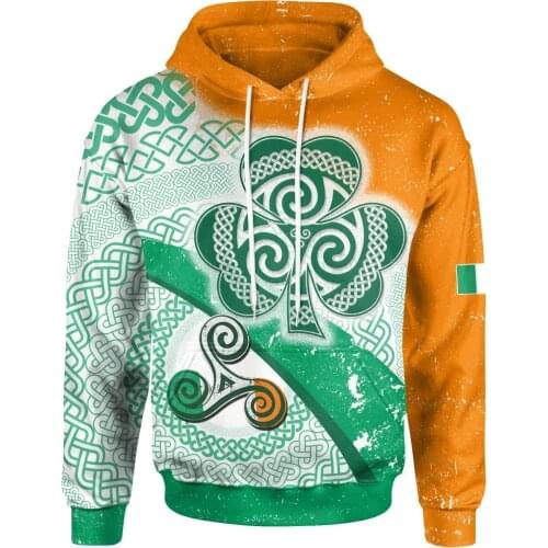 PLstar Cosmos 3DPrint Newest IRELAND Clover With Celtic Art Men/Women Cozy Hrajuku Casual Streetwear Hoodies/Zip/Sweatshirt T-6