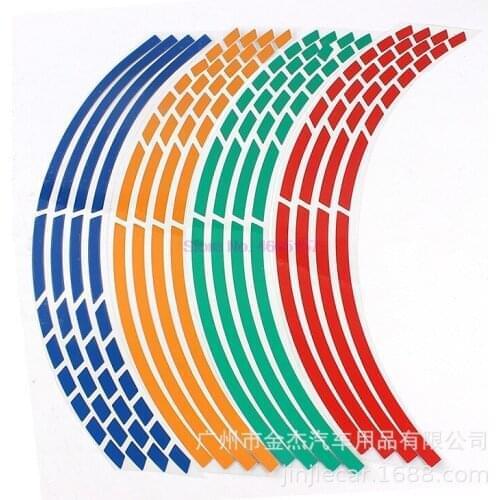 By DHL 500set 2pcs/set Options 16 Strips Wheel Sticker Reflective Rim Stripe Tape Bike Motorcycle 17 18inch 6 Colors Stickers