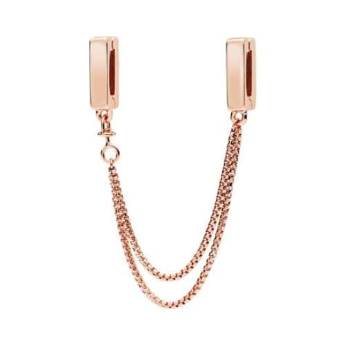 Genuine 925 Sterling Silver Reflexions Floating Chains Safety Chain Rose Fits Original Reflexions Pan Bracelet Jewelry