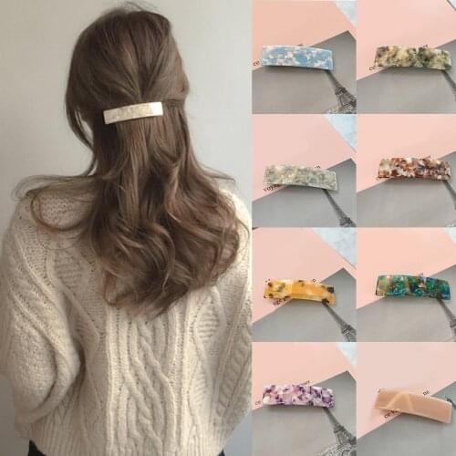 Leopard Marble Textured Acetate Barrette Hair Clips Shinning Geometric Hair Pins Square Rectangle Hairpins Girl Hair Accessories
