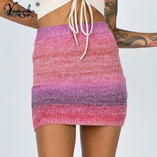 Sexy y2k high waist vintage mini knitted summer skirt beach Casual wrap short skirts womens 2021 new party club bodycon skirts