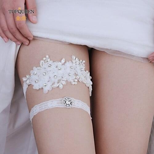 TOPQUEEN White Lace Flowers Bridal Accessories Wedding Garters Women Girl Princess Cosplay Wedding Party Garter THS355 TH21