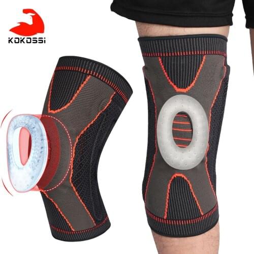 KoKossi 1Pcs Knitted Silicone Knee Pads Protection Patella Basketball Football Running Knee Support Fitness Protective Gear