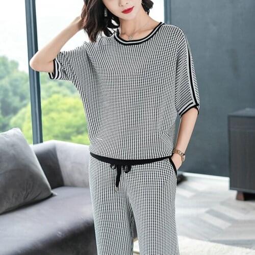 Spring Women Joggers Suit Sets Half Sleeve Pants And Top Two Piece Set Female Sweat Tracksuit 2 Piece Sets Womens Outfits DD2172