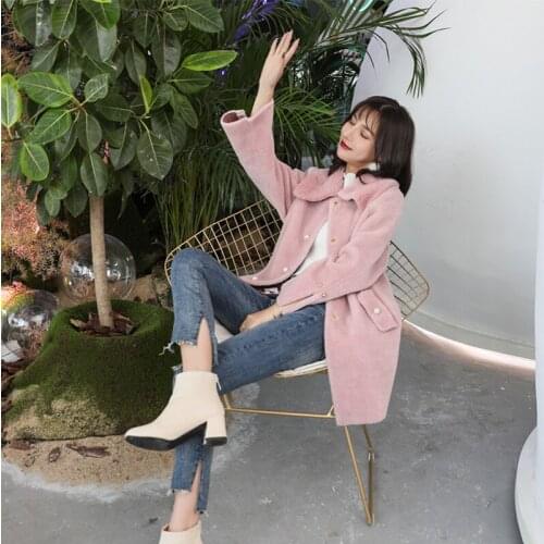 Coat Autumn Winter Womens Real Wool Jacket Korean Sheep Shearing Fur Coats for Women Manteau Femme 2902 KJ5252