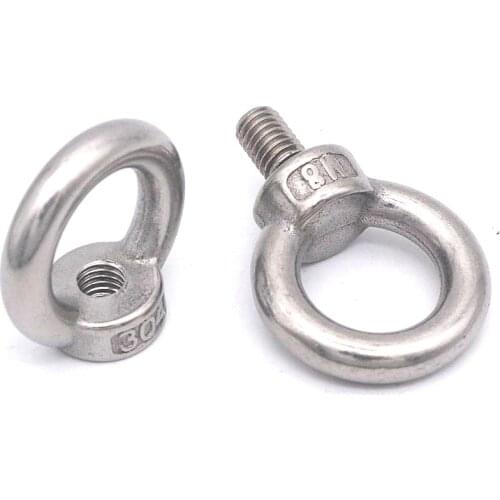 1-2PCS Lifting eye nuts/screw Ring eyebolt Ring hooking nut screws M3 M4 M5 M6 M8 M10 M12 304 Stainless steel