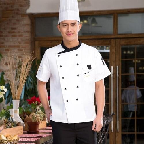 1 piece Chef Uniform, Summer Unisex cotton short sleeve Chef Top Jackets,Kitchen Work Wear,Food Services Cooking Top cloth