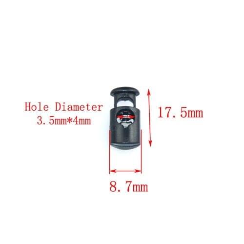 100pcs/pack Cord Lock Stopper Cylinder Barrel Plastic Black Toggle Clip For Garment Accessories/Bags/Shoe Lace