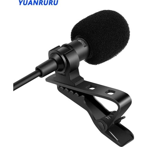 3.5 mm Omnidirectional Microphone Clip Portable Microphone 1.5m Wired Condenser Clip-on Lapel Mic Mini Audio Mic for Phone