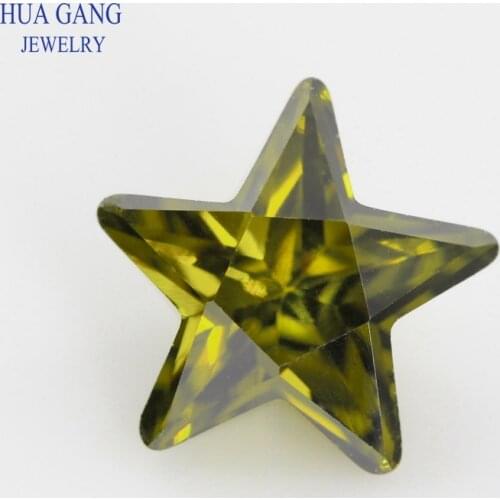 5A Peridot Star Shape Brilliant Cut CZ Stone Synthetic Gems Cubic Zirconia For Jewelry Size 2.5x2.5~12x12mm Free Shipping