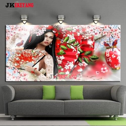5D DIY Diamond Painting Beautiful woman with flowers Home Decor Embroidery Mosaic Picture Handcraft Kit Large Size j3104