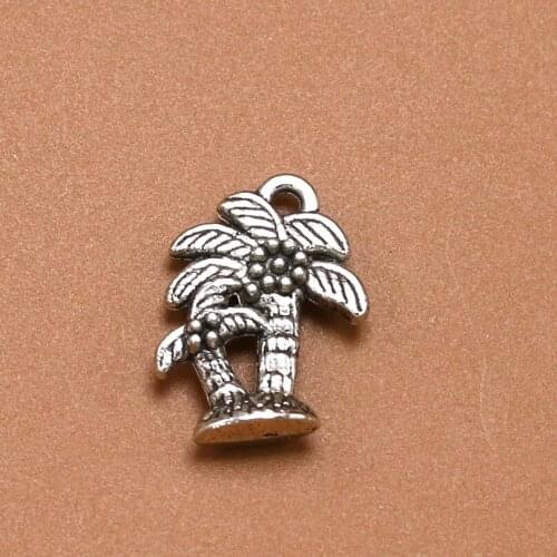 BULK 30 Zinc Alloy Coconut Palm Tree Charms Hawaii Beach Jewelry Findings DIY Acceaaories 13*18mm 0.9g