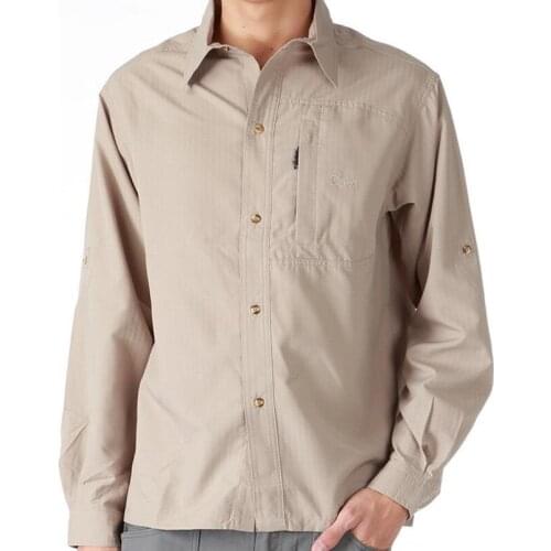 CAXA Summer Men Outdoor Fishing Hiking High Elastic Sun-Protect Shirts Tops Breathable Quick-Drying Sunscreen Plus Size Shirt