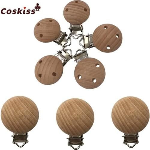 Wooden Soother Clip Nursing 10pcs Beech Perforated Pacifier Clips Chewable Teething Diy Dummy Clip Chains Baby Teether