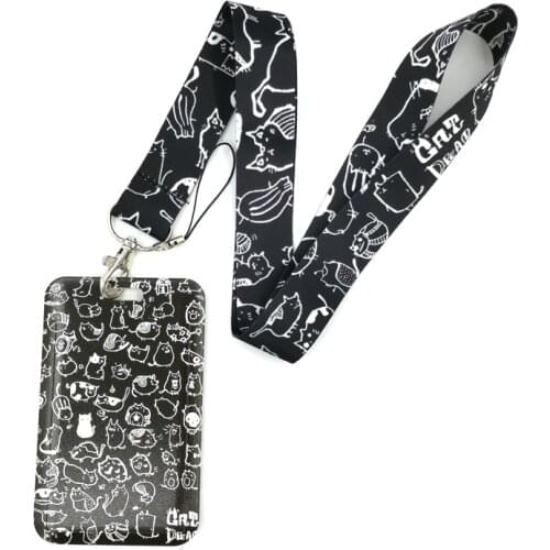 Cartoon Cats Graffiti Credit Card ID Holder Bag Student Women Travel Bank Bus Business Card Cover Badge Accessories Gifts