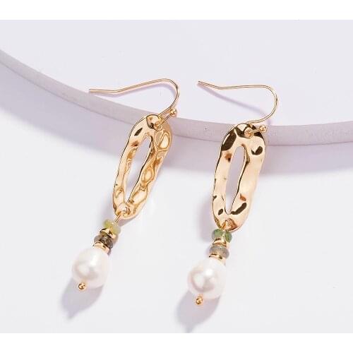 Ethnic Medieval Korean Classic Natural Oval Earrings Jewelry