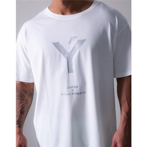 Oversize Mens Fitness T-shirt Gym Bodybuilding Workout Loose Short Sleeve Cotton T Shirt Summer Male Running Sports Tee Tops