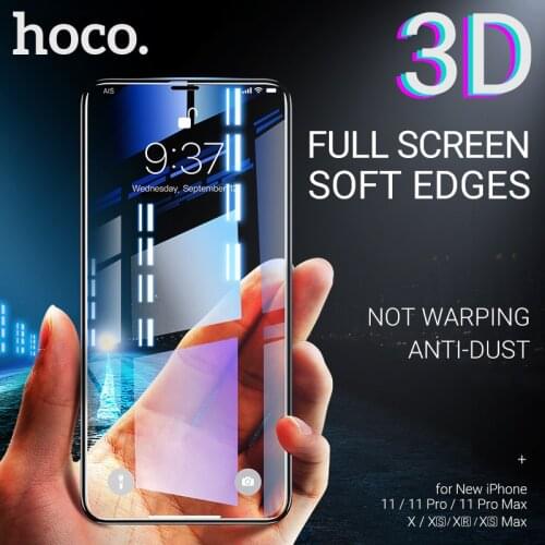 Hoco tempered glass for iphone 11 Pro Max X Xr Xs Max guard screen protector anti fingerprint shock proof 3D edges ultra thin