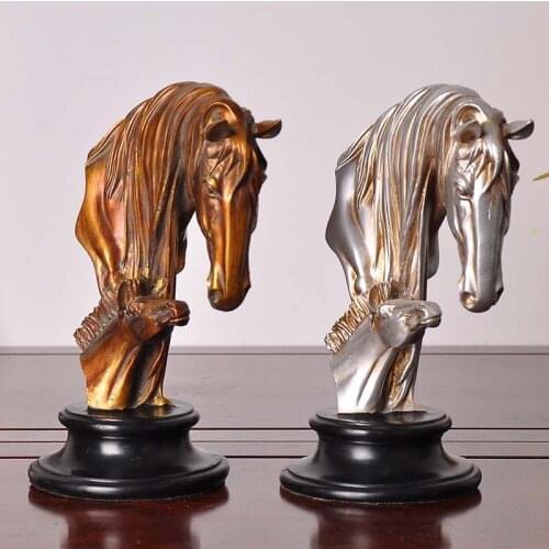 CREATIVE MOTHER AND CHILD HORSE HEAD STATUE HORSE ART SCULPTURE ANIMAL FIGURINE RESIN CRAFTS HOME DECORATIONS OPENING GIFT R1395