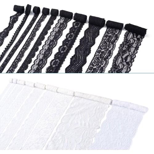 19 Rolls Floral Pattern Fabric Lace Ribbon Edge Trimming for Wedding Decoration Sewing Hair Bow Making Gift Package Wrapping