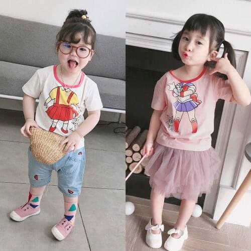 Tonytaobaby Summer New Girl Cartoon High Cute Cotton T-shirt Short Sleeve Beautiful Girl