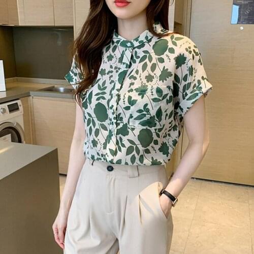Summer Short Sleeve Shirt Womens Tops Office Plus Size Print Women Blouse Floral Clothing Blusas Mujer