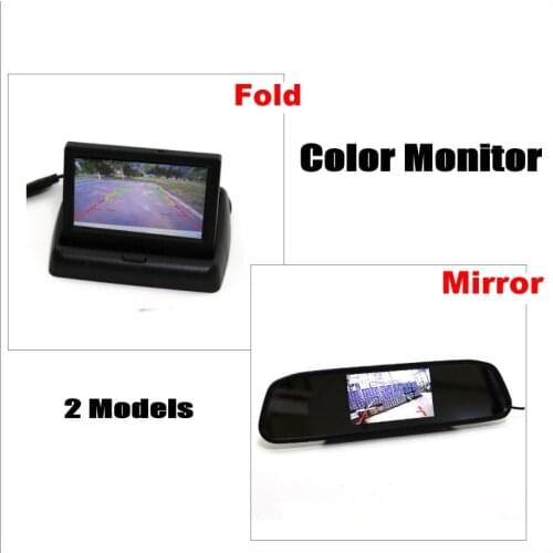 Car Rearview Mirror Monitor / Folded Screen Display / LCD NTSC PAL Color TV Security System For Reverse Rear Camera