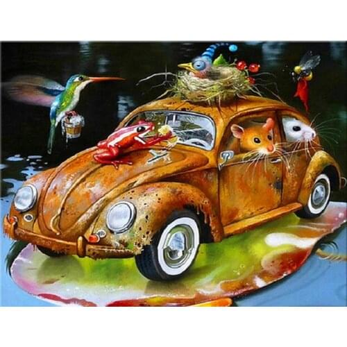 Animal crossing Mosaic Full Layout Cartoon Diamond Painting Square Stones Car Mouse frog Hobby And Handicraft Embroidery Nature