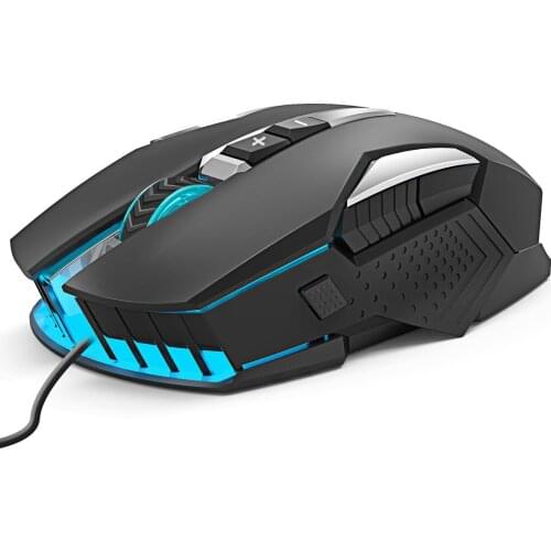 Computer USB Gaming Mouse 4800DPI Ergonomic Mice RGB Backlit Pro Gamer Black