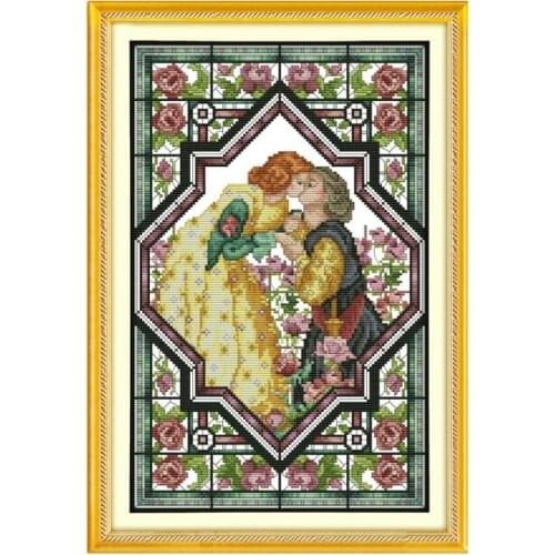 11CT 14CT China Cross Stitch Kit Rose Garden Lovers Kissing Handmade diy Furniture Sewing Decoration Hanging paste