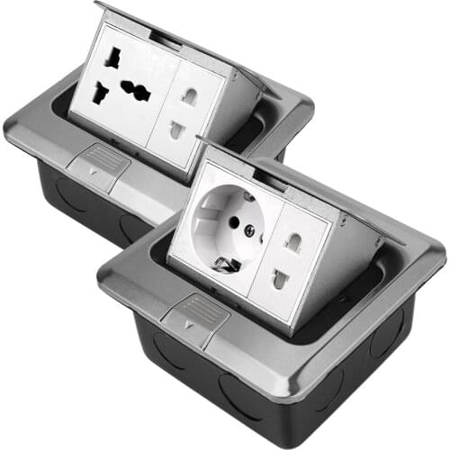 Hidden Type Stainless Steel Pop Up Floor Socket Electrical Switches For Meeting Room EU/Universal Power Outlet