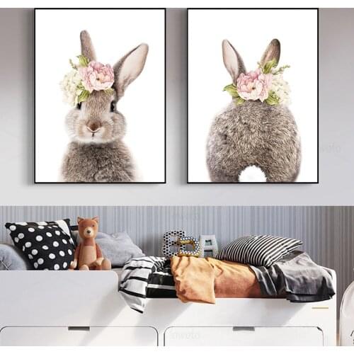 Nursery Lovely Animal Print Cute Rabbit Tail Wall Art Picture Bunny Canvas Poster Child Painting Nordic Kids Baby Room Decor