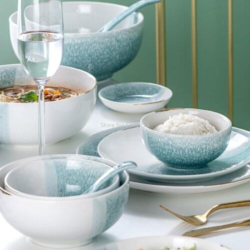 Nordic Ceramic Kiln Glazed Tableware Phnom Penh Small Fresh Home Creative Rice Bowl Soup Bowl Salad Bowl Ramen Bowl
