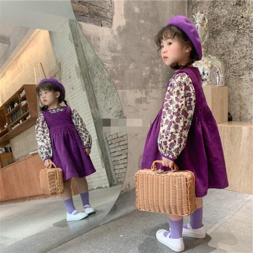New Corduroy Children Spring Summer Round Neck Dress Baby Girls Dresses Trendy Kids Ruffle Special Occasion High Quality