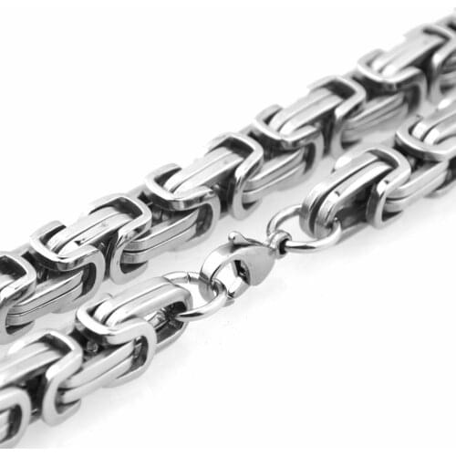New 5mm Width Classic Jewelry Stainless Steel Silver Color Handmade Byzantine Chain Mens Boys Smooth Necklaces,High Quality