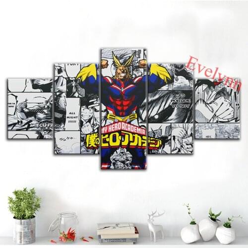 5 Piece Anime Poster My Hero Academia Modern Canvas Comic Wall Art Print Modular Picture Living Room Bedroom Home Decor Painting