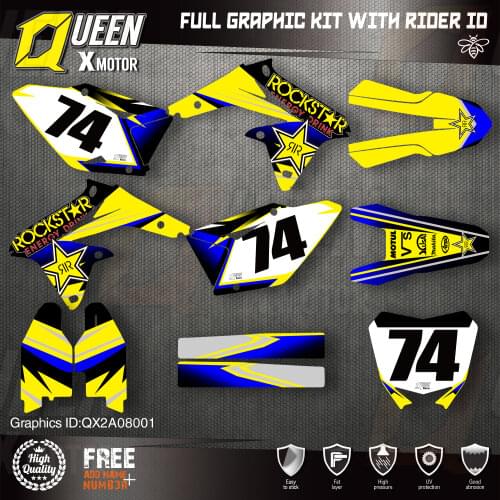 Queen X MOTOR Custom Team Graphics Decals Stickers Kit For SUZUKI Decal 2008-2017 RMZ450 001