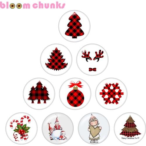 Christmas 12mm/18mm/20mm/25mm Round glass cabochon flat back Making snap button B6227
