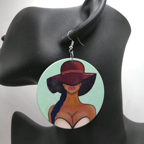 Sexy Black Woman Wood Earrings