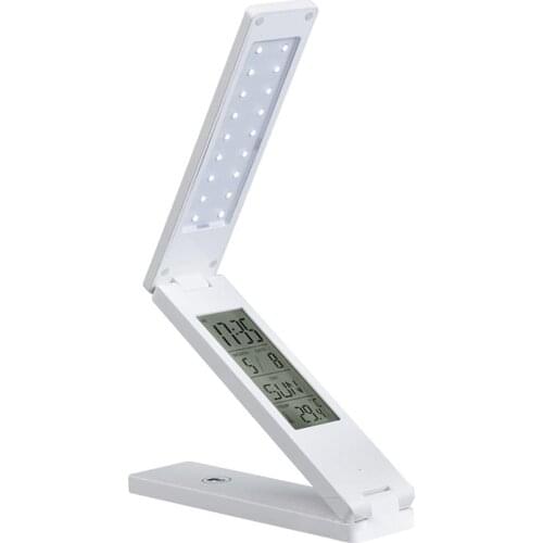 Foldable LED Desk Lamp With Calendar USB Rechargeable Touch Dimmable Table Lamp Temperature Alarm Clock Study Night Light