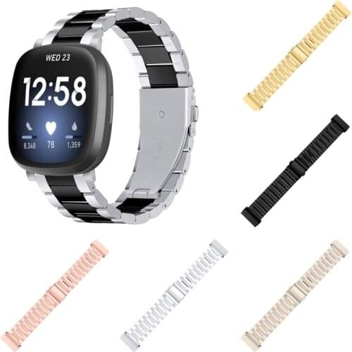Replacement Stainless Steel Watch Band Metal Strap for -Fitbit Versa 3 / Sense D08A