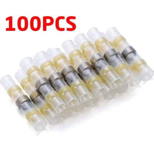 100 50PCS Solder Seal Wire Connectors Waterproof Heat Shrink Butt Connectors Electrical Wire Terminals Insulated Butt Splices