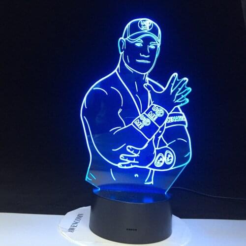 John Cena Sport Wrestler Celebrity 3D Led Night Light Colors Changing Nightlight for Office Room Decor Cool Table Lamp 3130