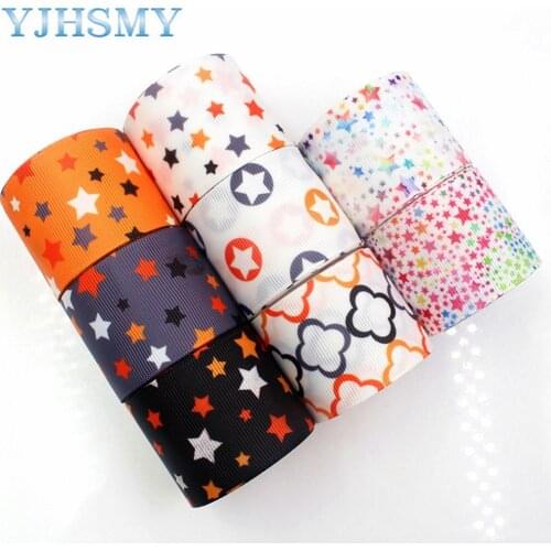 YJHSMY C-17817-701,38 mm 5 Yards Pentagram Thermal transfer Printed grosgrain Ribbons,clothing Accessories DIY package Material